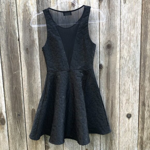 ASTR Black Jacquard LBD A-Line Sleeveless Mini Dress Size XS - Picture 9 of 10